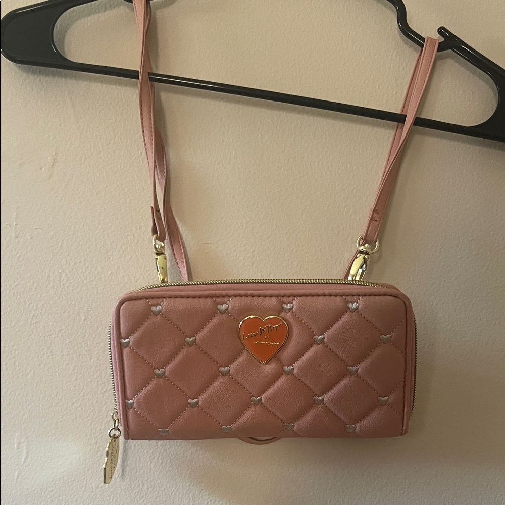 Pink Quilted Heart Crossbody Bag